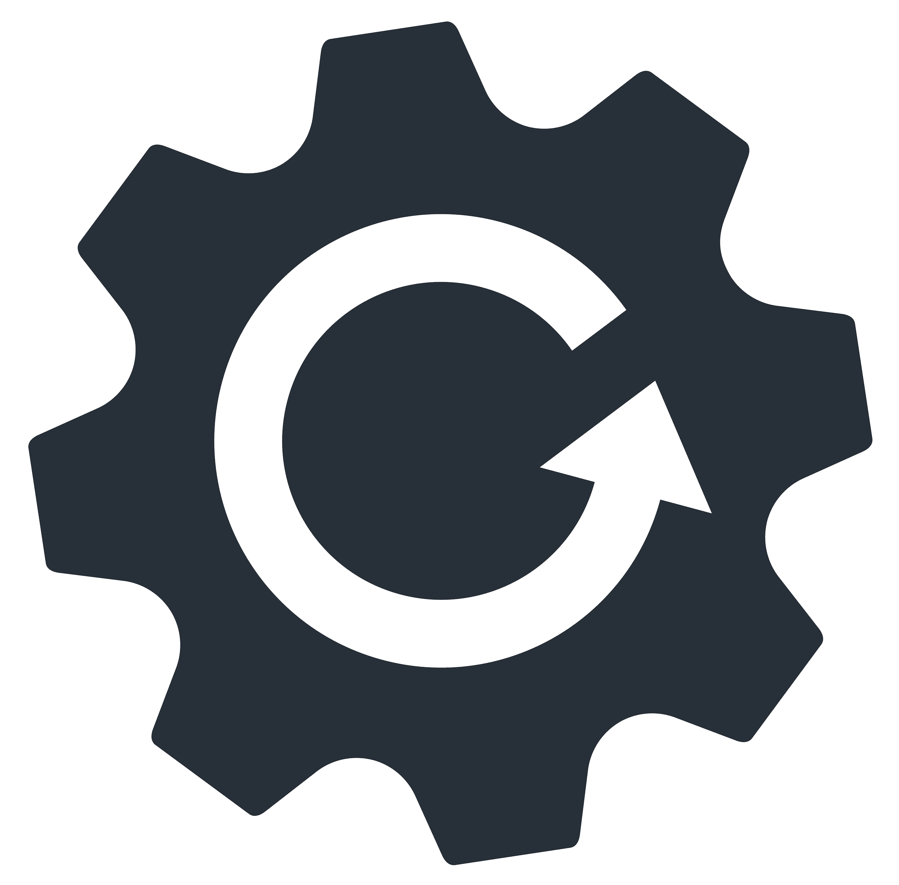 Black gear icon with a circular arrow, representing Get Me Automated's focus on streamlined automation processes.